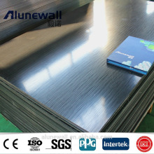 3 mm 0,3 mm 830 mm de ancho cepillado negro ininterrumpido acp TV panel compuesto de aluminio panel a la venta 85RMB / m2